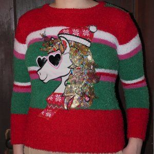 Ugly Sweater Unicorn Sequins Sparkles Christmas  Size Youth XL 14/16